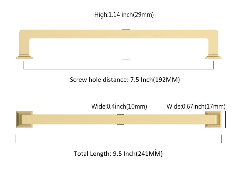 KNOKLOCK 10 Pack 8.8 Inch(224mm) Kitchen Cabinet Handles Gold Cabinet Pulls Kitchen Cabinet Hardware Drawer Pulls for Dresser Cupboard Wardrobe - Image 2